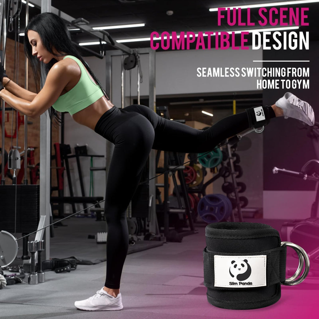 Slim Panda Ankle Straps for Cable Machines, Cable Kickback Ankle Cuffs