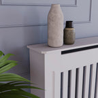Vida Designs Chelsea Radiator Cover White - Medium - Modern Vertical Slat Design For Optimal Heat Circulation - H82xW111xD19cm - Painted MDF Cabinet Ideal For Living Room & Hallway