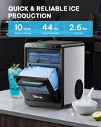 Silonn Ice Maker Countertop, 9 Cubes Ready in 6 Mins, 26lbs in 24Hrs, Self-Cleaning Ice Machine with Ice Scoop and Basket, 2 Sizes of Bullet Ice for Home Kitchen Office Bar Party