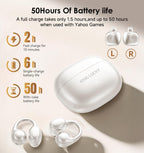 Kinglucky Clip-On Earbuds Gen 3, Open-Ear Wireless Bluetooth 6.0 Headphones with Mic, Secure Fit for Small Ears & Glasses Wearers, 50H Playtime, LED Digital Display, ENC, IPX5 Waterproof(Balck)