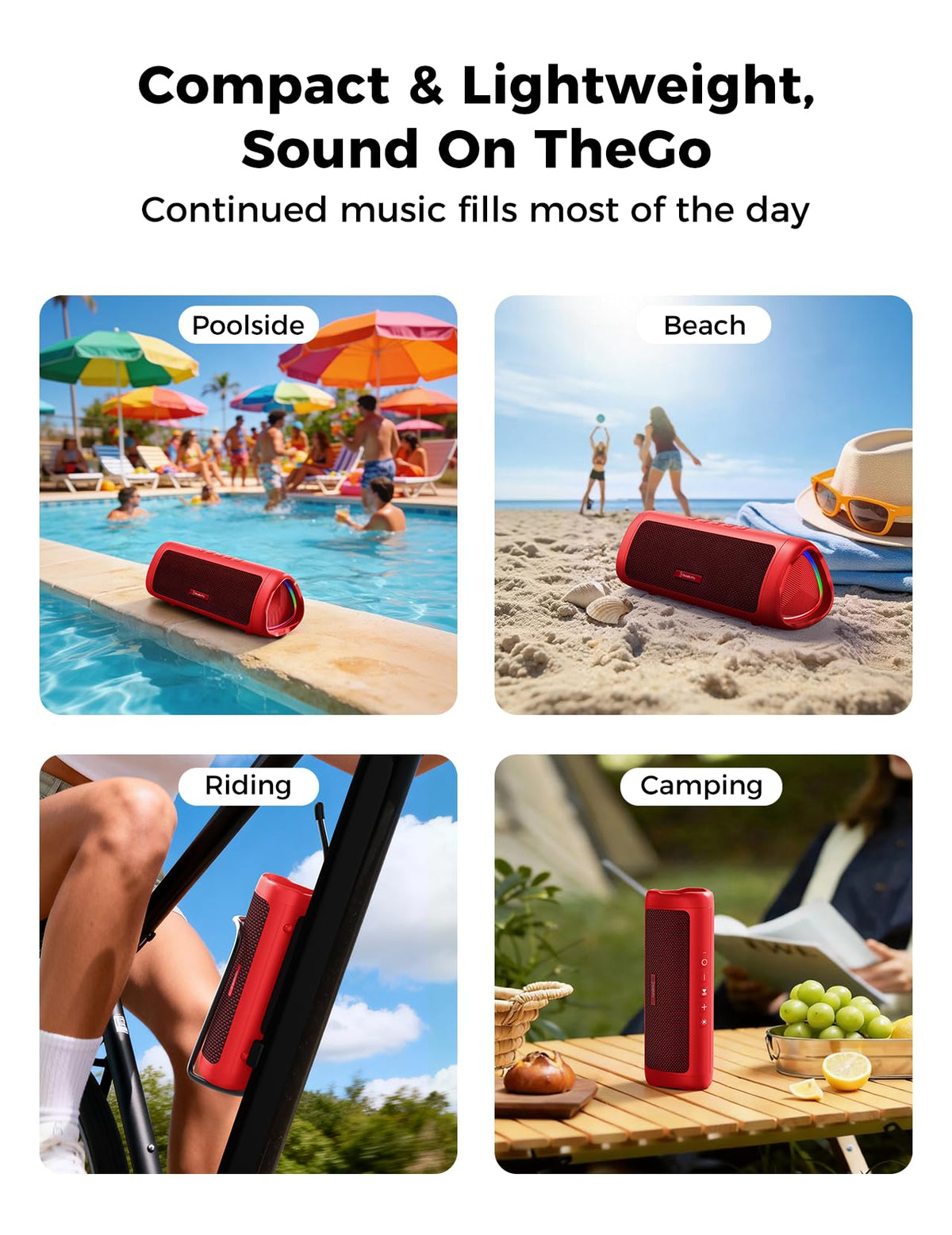 Bluetooth Speaker, 20W HD Sound, Portable Wireless, IPX5 Waterproof, Up to 24H Playtime, TWS Pairing, for Home/Party/Outdoor/Camping/Beach Essentials, Electronic Gadgets, Birthday Gift (Teal)