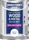 Johnstone's - Quick Dry Satin Wood & Metal Paint - Brilliant White - 1.25L