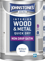 Johnstone's - Quick Dry Satin Wood & Metal Paint - Brilliant White - 1.25L