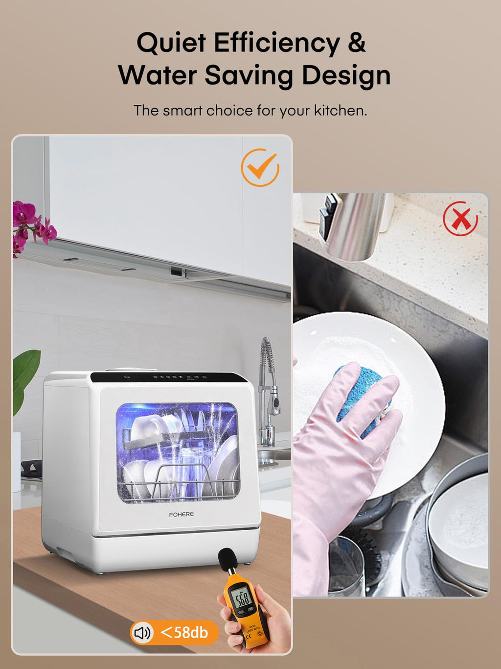 Countertop Dishwasher with Delay Start, 5+1 Wash Programs