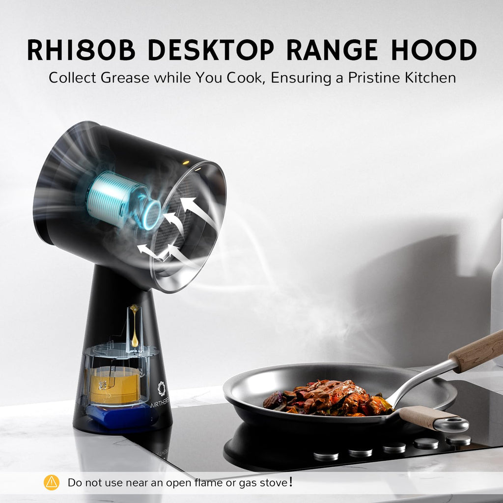 AIRTHEREAL Portable Range Hood with Rechargeable Battery, 3-Speed Suction