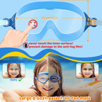 COOLOO Kids Swimming Goggles for Age 4-14, 2 Pack Wide Vision Kids Goggles