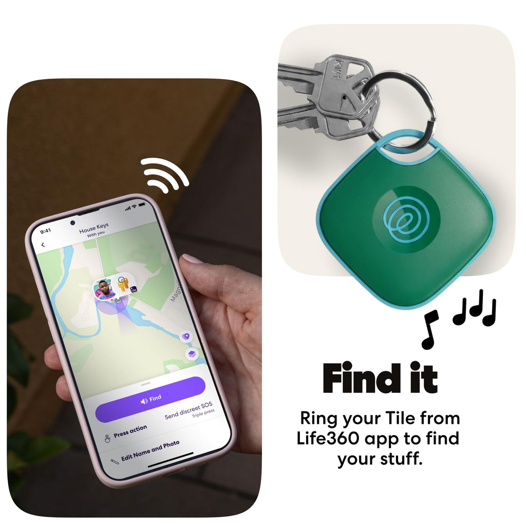 Life360 Tile - Bluetooth Tracker, Keys Finder and Item Locator for Keys, Bags and More. Phone Finder. Both iOS and Android Compatible. 1-Pack (Black)