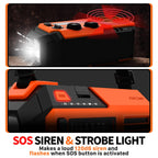 FosPower NOAA Emergency Weather Radio A1 7400mWh Solar Hand Crank (Orange)