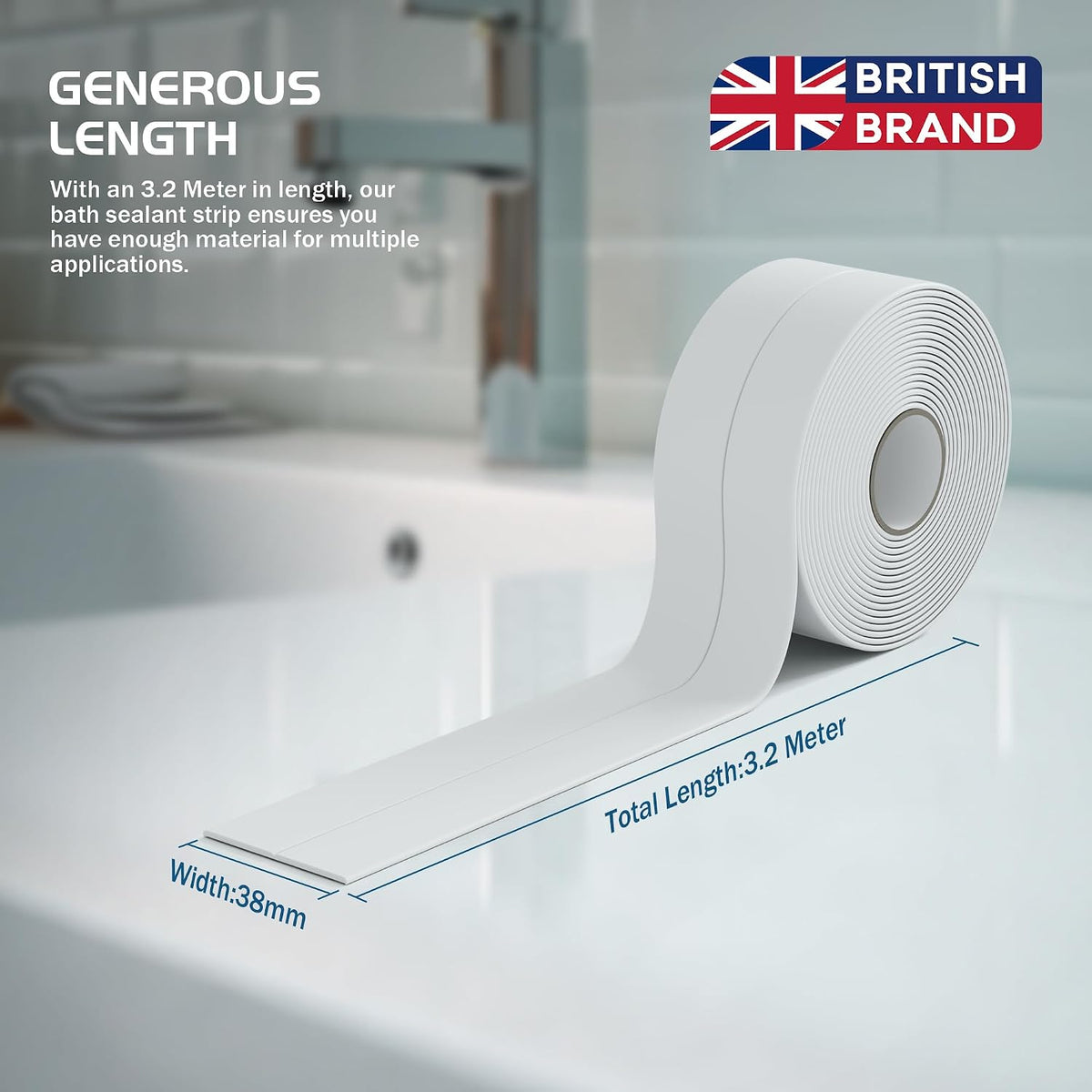 HNNHOME White Waterproof Bath Sealant Strip for Bathroom and Kitchen Gaps