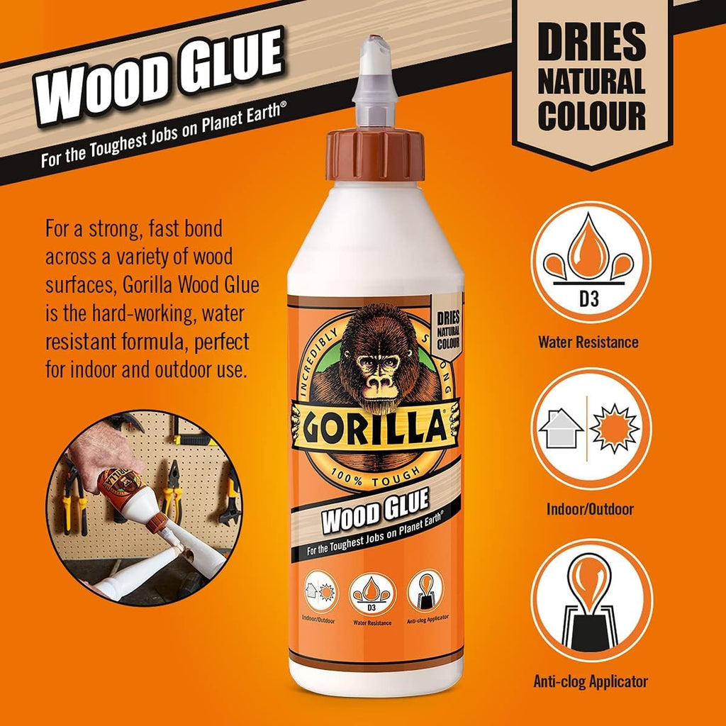 Gorilla 5044361 Wood Glue 1L (4 Pack)
