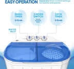ROVSUN 11LBS Portable Washing Machine, Electric Washer and Dryer Combo with Washer(7lbs) & Spiner(4lbs) & Gravity Draining for Home RV Camping Dorm College Apartment