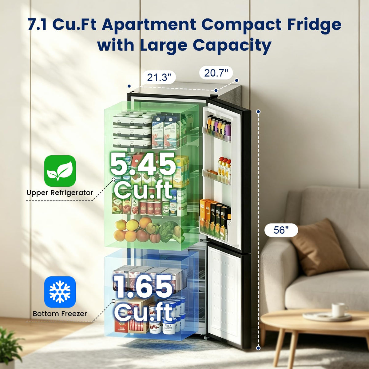 Apartment 7.1 Cu.Ft Refrigerator with Bottom Freezer Red