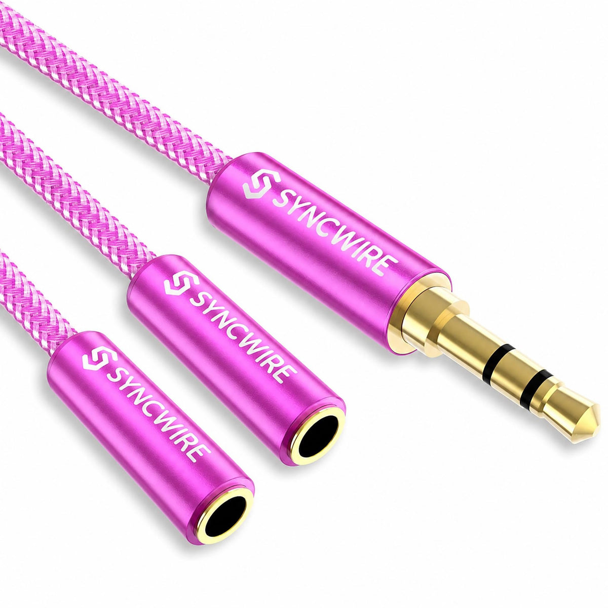 SYNCWIRE Headphone Splitter, 3.5mm Nylon-Braided Male to 2 Female Y Cable