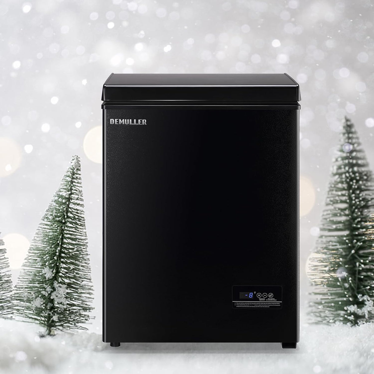 Mini Chest Freezer Compact Deep Freezing Machine with Electronic Temperature Control (Accurate to 1 ℉) Freestanding Small Freezer with 2 Removable Storage Baskets Black