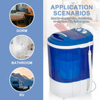 SUPER DEAL Portable Washing Machine, Single Tub Small Laundry Washer 5.7 lbs Washing Capacity for Apartments, Dorms,Traveling, RV, Semi-automatic Laundry 110V, Blue