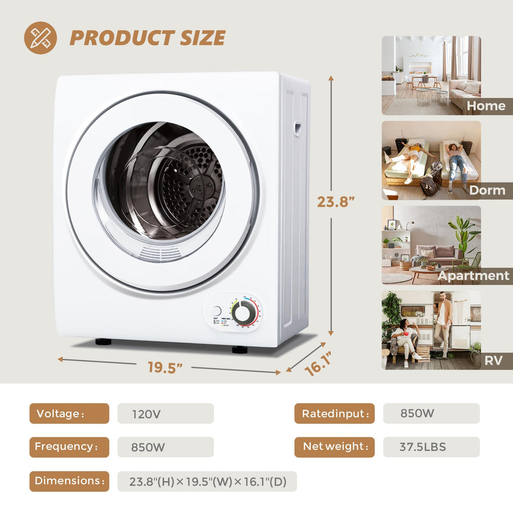 1.5 Cu. Ft. Protable Clothes Dryers with LED Control