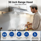 AMZCHEF 30" Under Cabinet Range Hood, 750CFM Stainless Steel Vent Hood