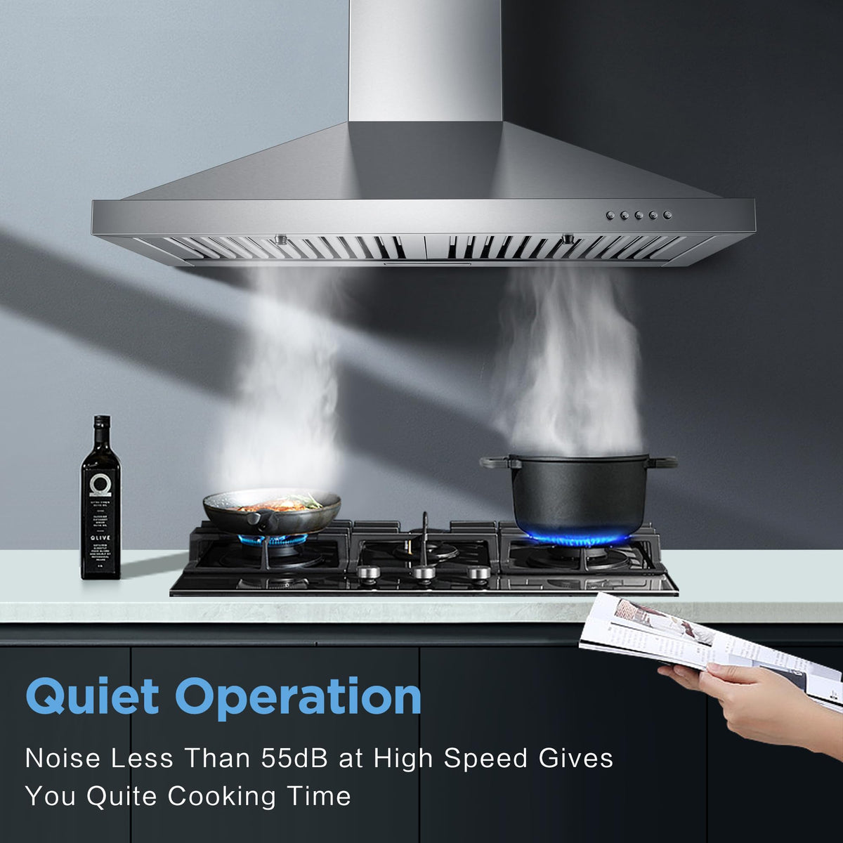 Wall Mount Range Hood 30 inch, 900 CFM Stainless Steel Kitchen Hood