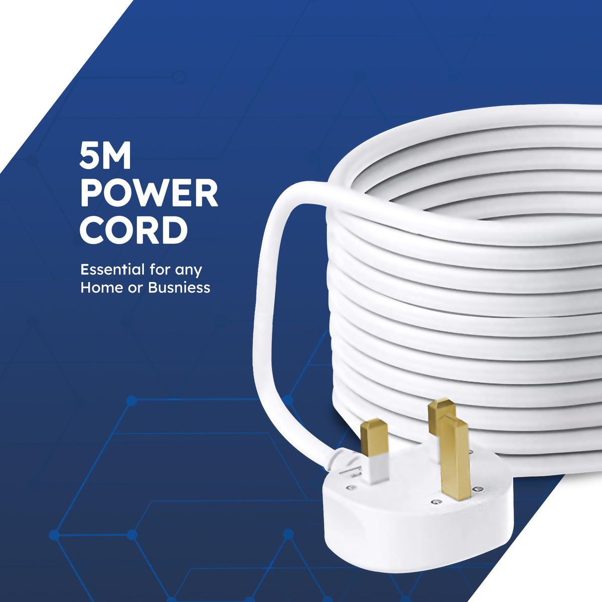 DESIRETECH White Electric Extension Lead - 6 Gang, 1 Metre Cable with UK Plug & 3 Pin Socket - Wall Mountable & Multi Socket Mains Strip for Home, Bedroom, Kitchen, & Office (1 Pack)
