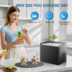 Countertop Ice Makers Machine, Portable Ice Machine Producing 9 Ice Cubes Within 6 Mins, Bullet Ice Available in Two Sizes(S/L), Compact Mini Ice Maker Appliance for Home Kitchen Camping （Ebony）