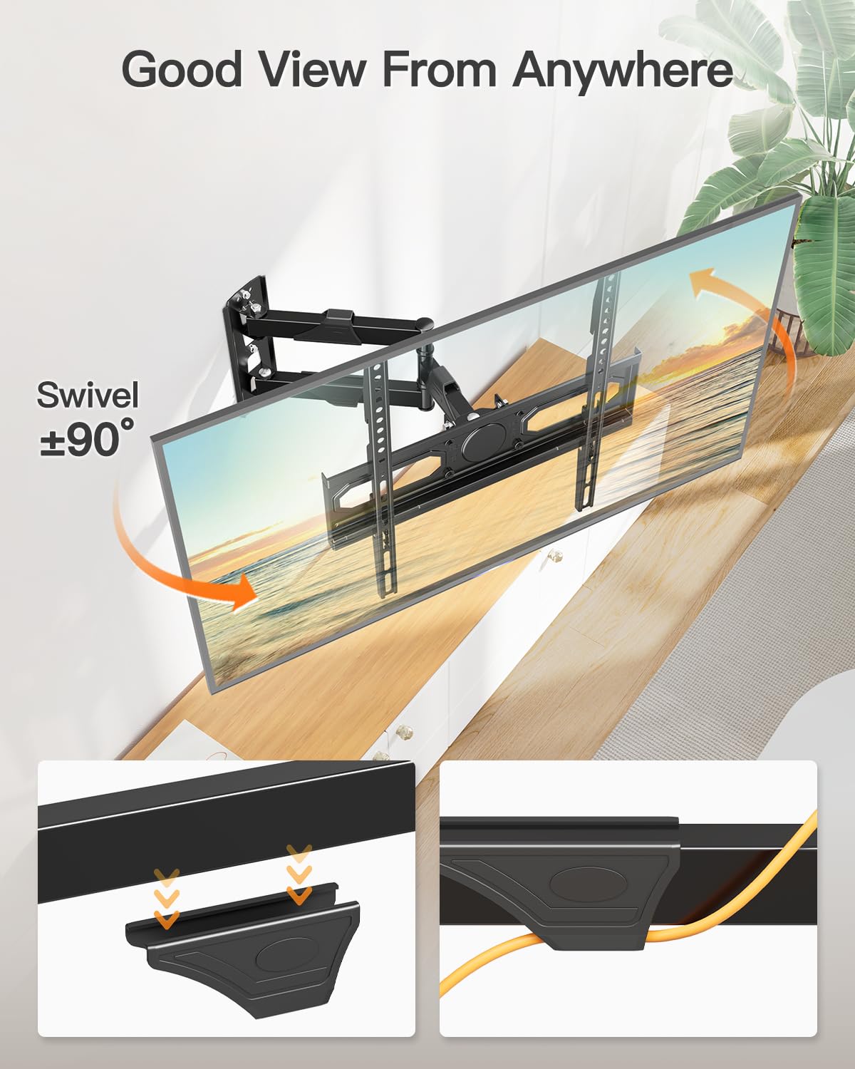 ELIVED Full Motion TV Wall Mount for 26-60" TVs, Max VESA 400x400, 77 lbs.