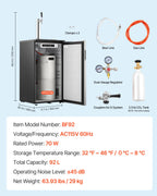 VEVOR Beer Kegerator, Single Tap Commercial Draft Beer Dispenser for D system, Full Size Keg Refrigerator with 5lbs CO2 Tank, Hold 2 Sixth / 2 Ball lock keg, Black