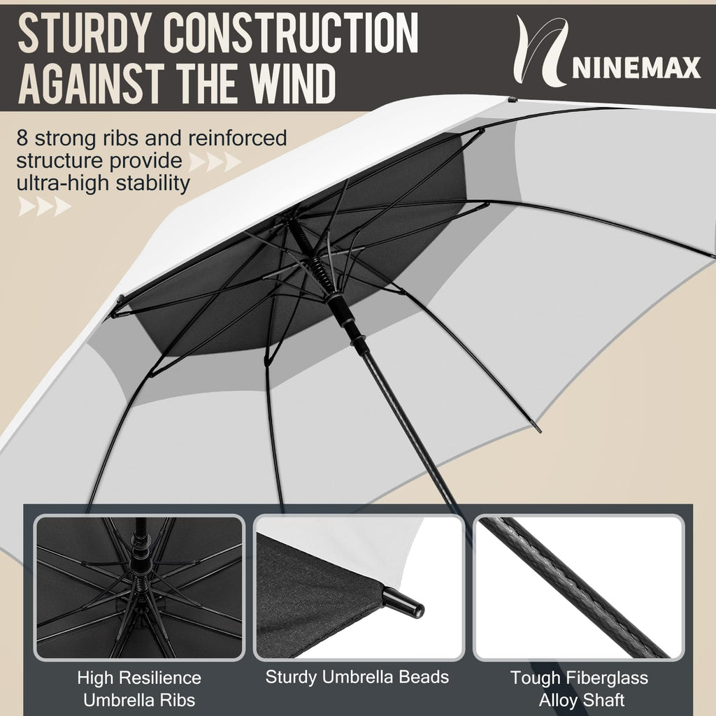 NINEMAX Large Golf Umbrella Windproof Strong 54/62/68 Inch,Extra Big Golf Umbrellas Automatic Open Double Canopy for Gents Women