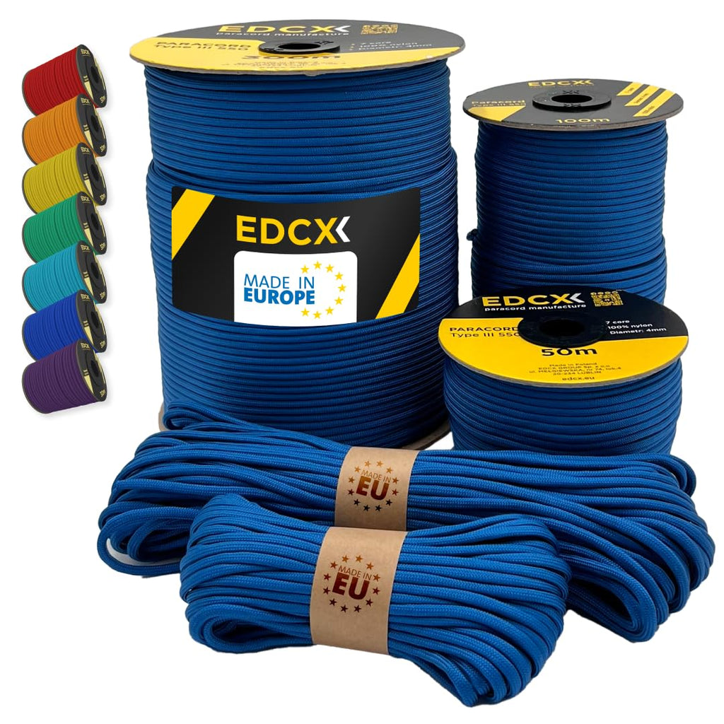Paracord 550 4mm, 35+ Solid Colors (10m, 15m, 30m, 50m, 100m, 300m)