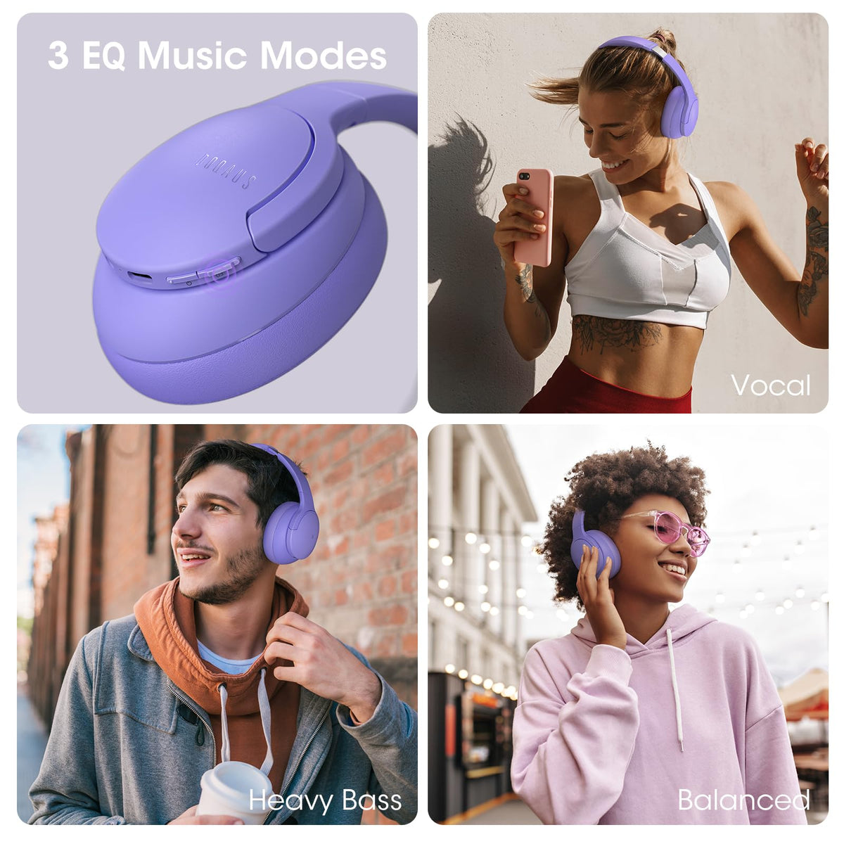 DOQAUS Bluetooth Headphones Over Ear, Headphones Wireless with 90H Playtime