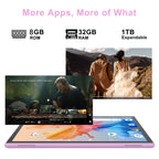Android Tablet 10 Inch Tablet With Case Stylus Android 15 Tablets 8GB RAM 32GB ROM Support 1TB Expansion 6000mah Battery 10.1" IPS HD Touchscreen 2MP+8MP Dual Camera WIFI-6 Bluetooth5.0 Tablets