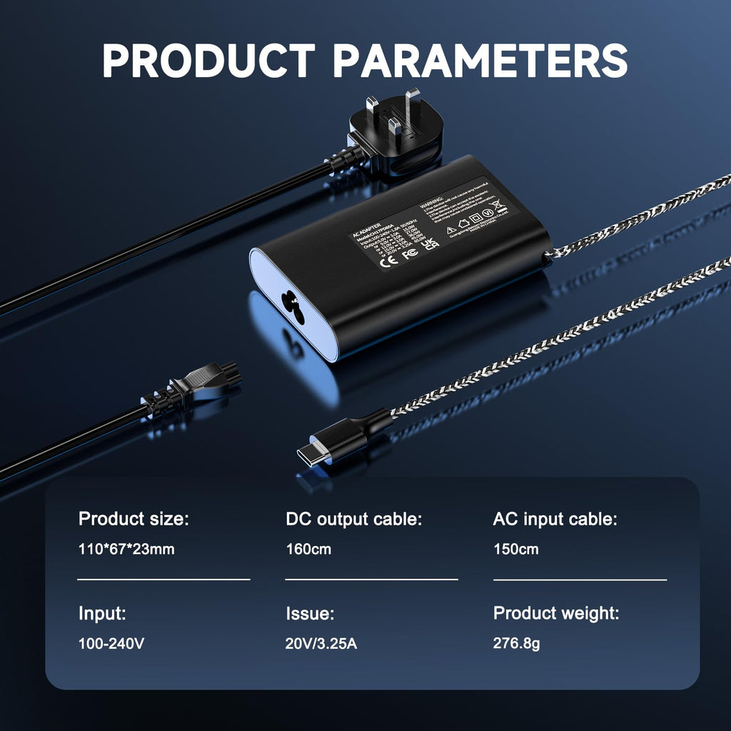 65W Laptop Charger Compatible With HP Pavilion EliteBook ProBook Series