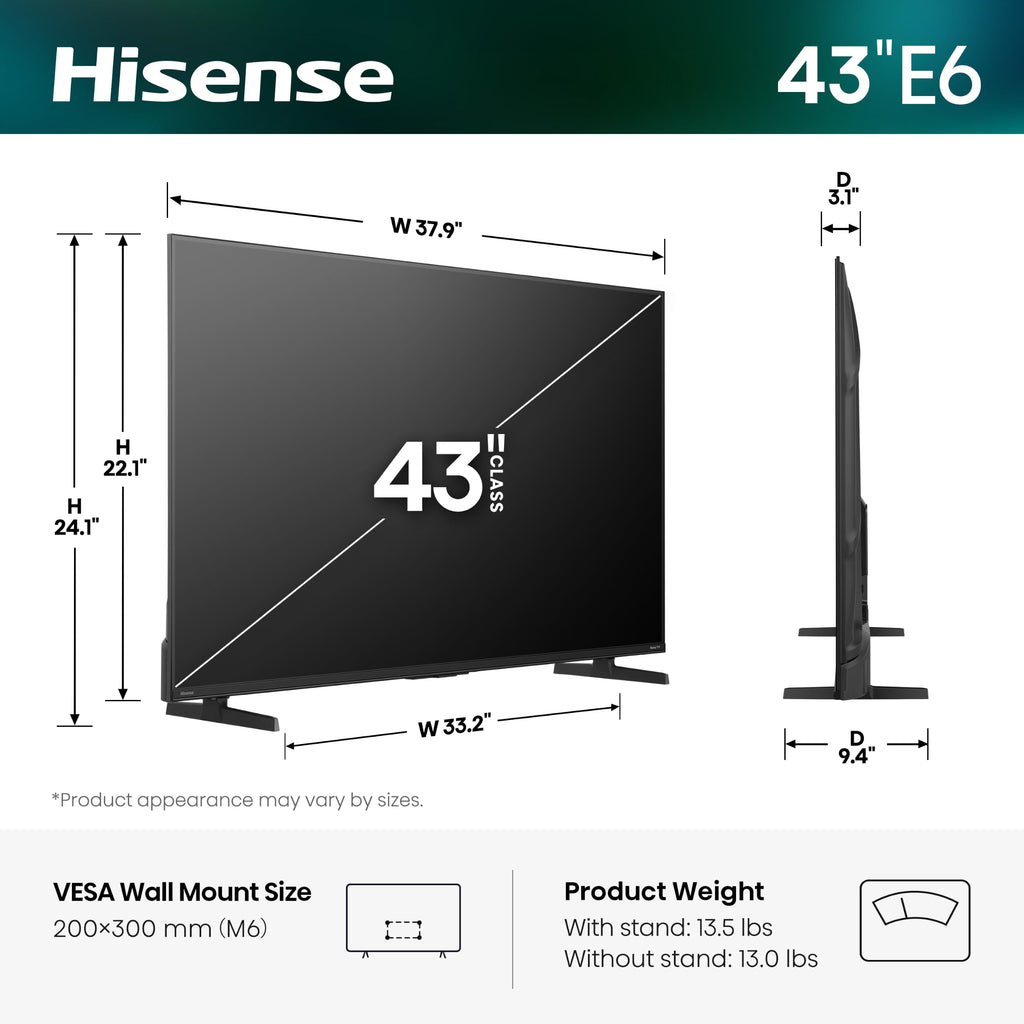 Hisense 55" Class E6SR Series Hi-QLED 4K UHD Smart Roku TV (55E6SR, 2026 Model) - Dolby Vision, Game Mode Plus, VRR, ALLM, DTS Virtual:X, Apple AirPlay, Compatible with Alexa and Google Assistant