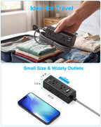 One Beat Surge Protector Power Strip, 5 Ft Flat Plug Extension Cord, 900J