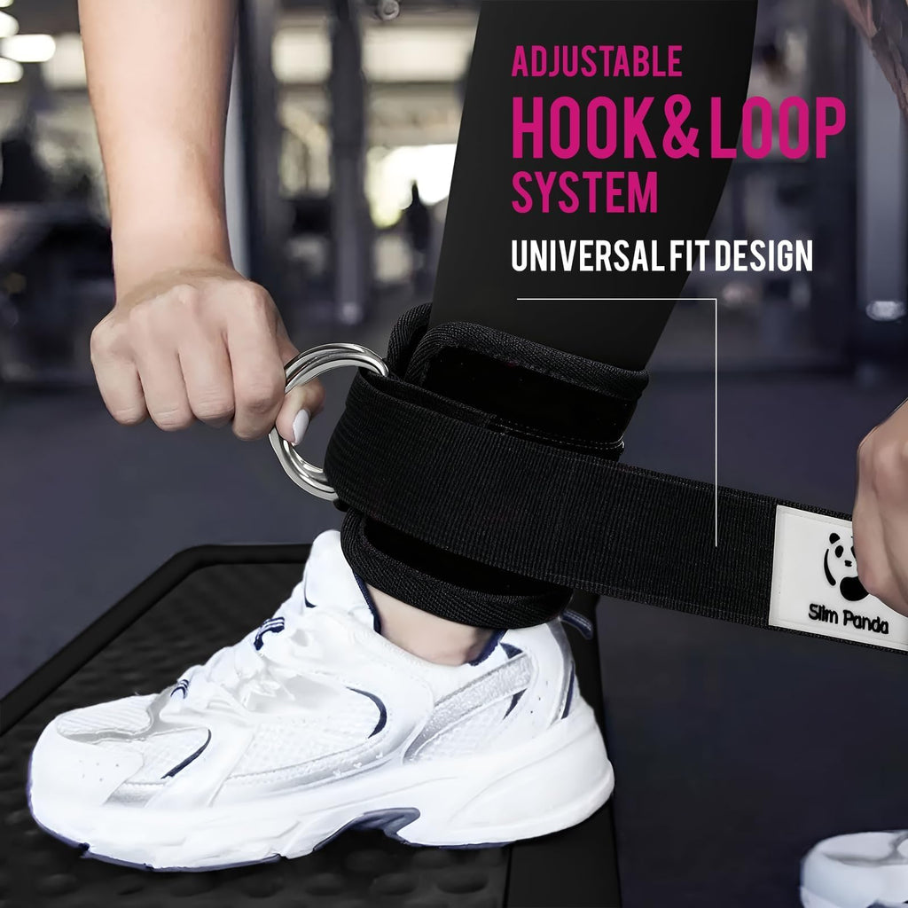 Slim Panda Ankle Straps for Cable Machines, Cable Kickback Ankle Cuffs
