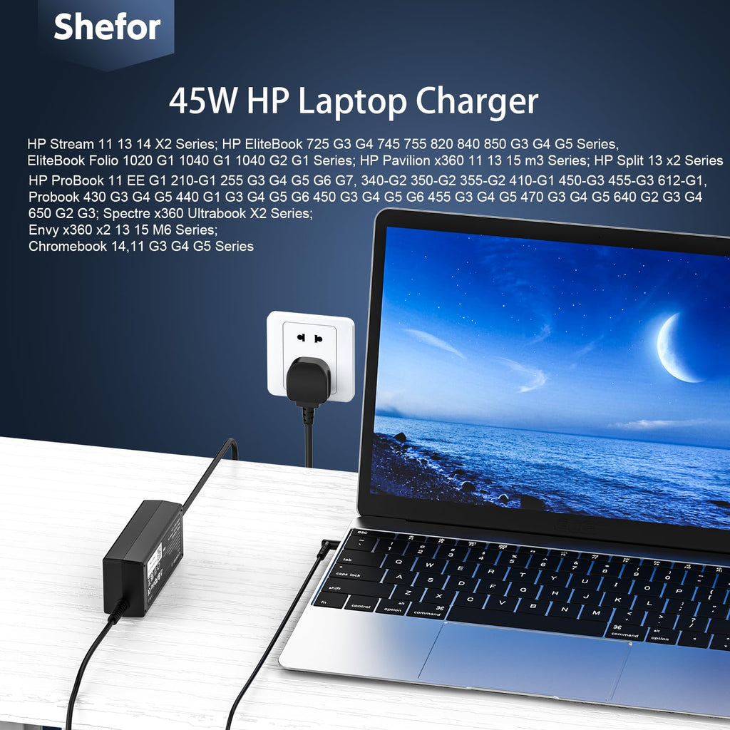 65W Laptop Charger Compatible With HP Pavilion EliteBook ProBook Series