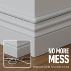 D-Line 157in Cord Cover Kit, Self-Adhesive Wire Hiders, Paintable Cable Raceway to Hide Wires on Wall, Electrical Cable Management - 10x 15.7 Lengths & 19 Accessories - 1.18" (W) x 0.59" (H) - Beige
