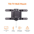 Amazon Basics Full Motion Articulating TV Wall Mount with Tilt Swivel, Extends 16 inches, VESA 200x200, for 12" to 40" TVs, 40 lbs, Black