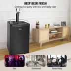 VEVOR Beer Kegerator, Single Tap Commercial Draft Beer Dispenser for D system, Full Size Keg Refrigerator with 5lbs CO2 Tank, Hold 2 Sixth / 2 Ball lock keg, Black