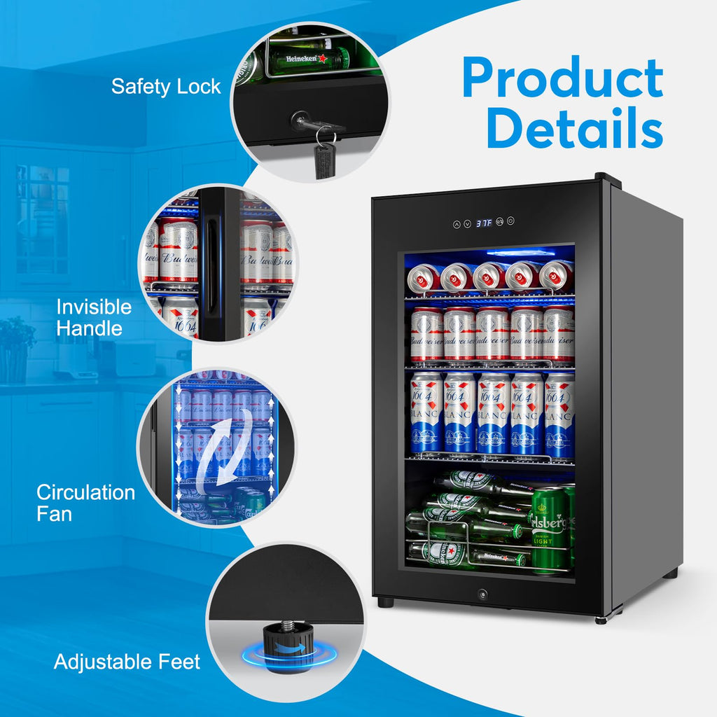 24" Dual Zone Wine and Beverage Refrigerator, Under Counter with Glass Door