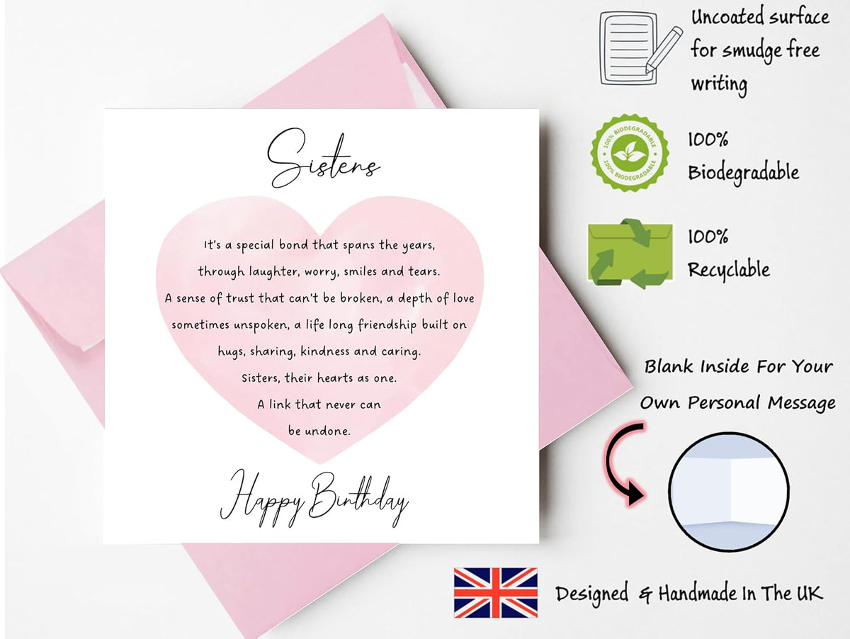 Printperfect - Sister Birthday Card For Her - Female - Sis Birthday Card - Special Sisters Cards For Women