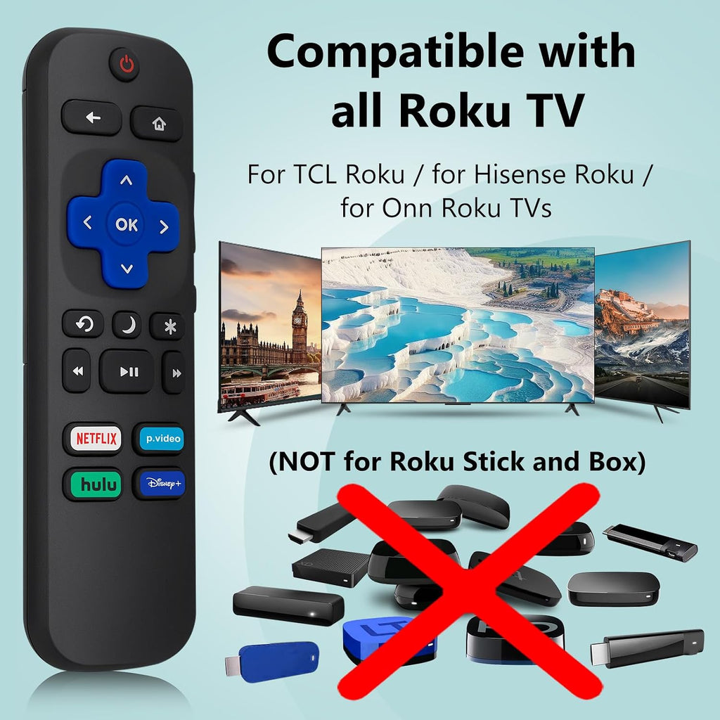 (Pack of 2) Replacement Remote Control Compatible for Roku TV,for TCL Roku/for Hisense Roku/for Onn Roku(Not for Roku Stick,Box and Players)