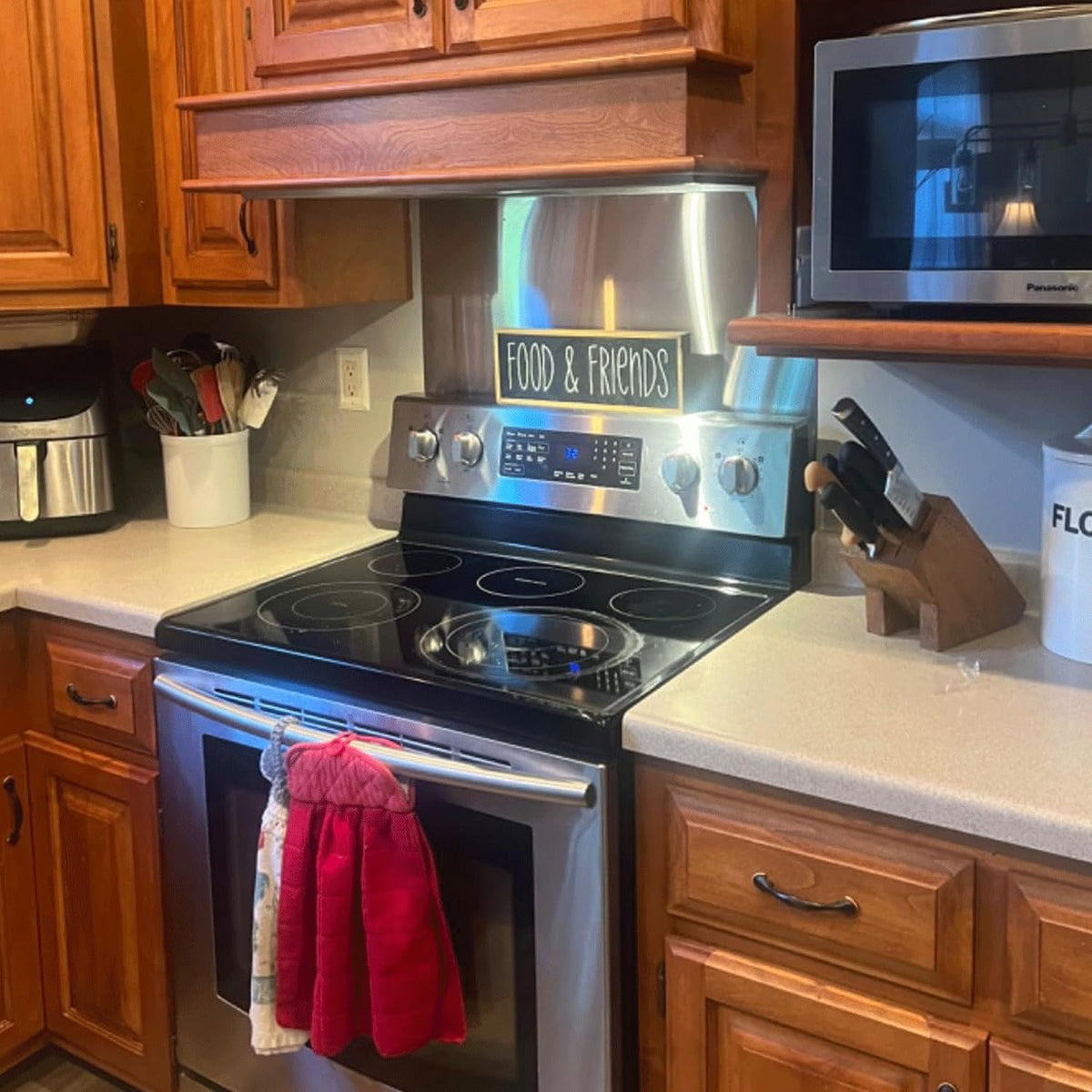 2-Pack 24" By 30" Stainless Steel Stove Backsplash, Reversible Ultra Flat Splatter Guard Range Hood Backsplash, Easy Clean Wall Shield Metal Panel