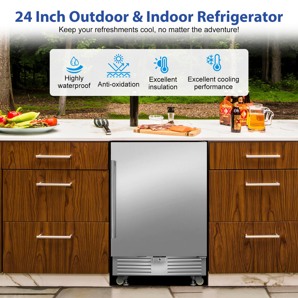 24" Dual Zone Wine and Beverage Refrigerator, Under Counter with Glass Door