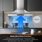 24 inch Range Hood, Ducted/Ductless Range Hood 450CFM, Wall Mount