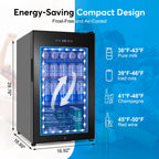24" Dual Zone Wine and Beverage Refrigerator, Under Counter with Glass Door