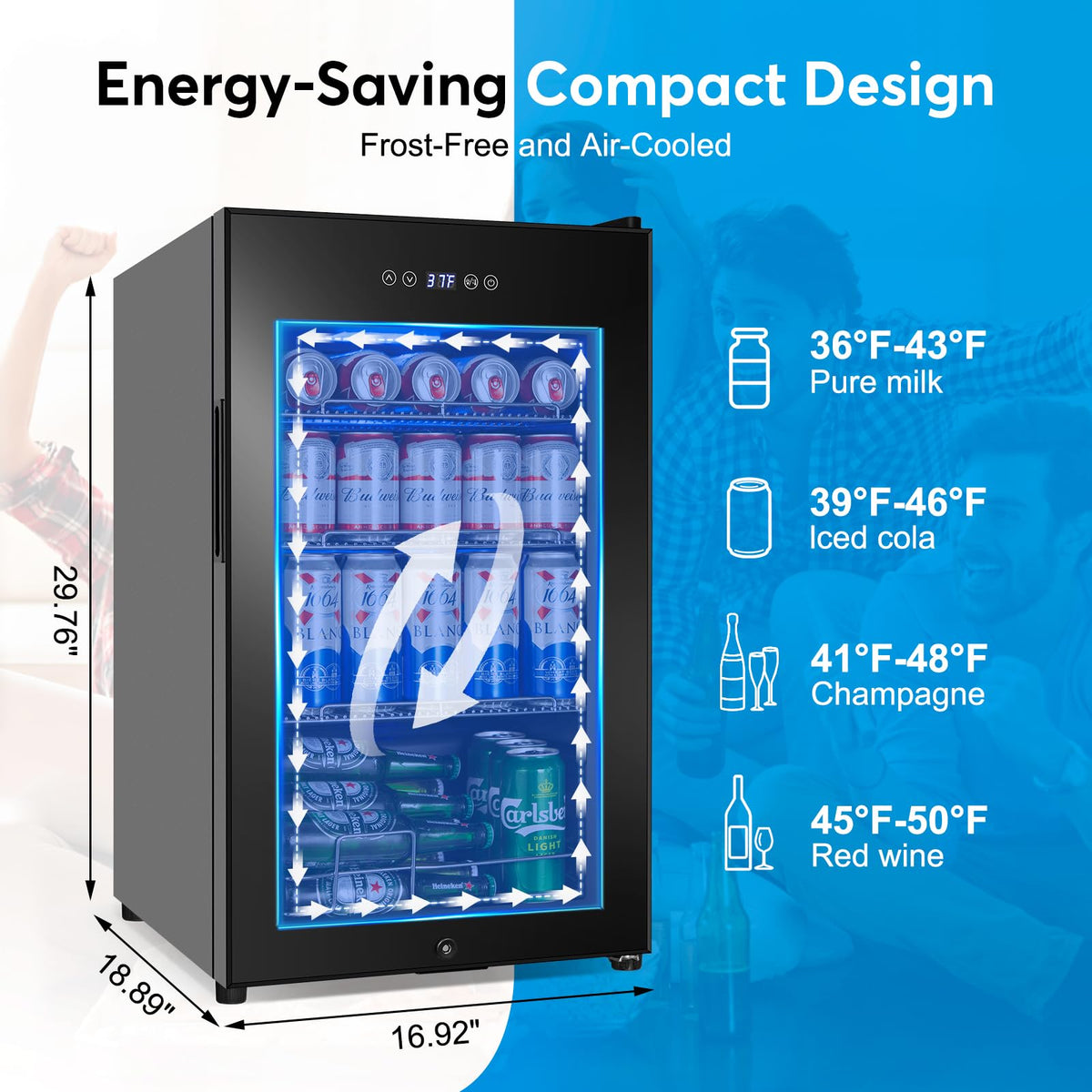 24" Dual Zone Wine and Beverage Refrigerator, Under Counter with Glass Door