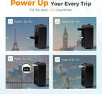 TESSAN UK to Universal Travel Adapter, 1 Pack, Black