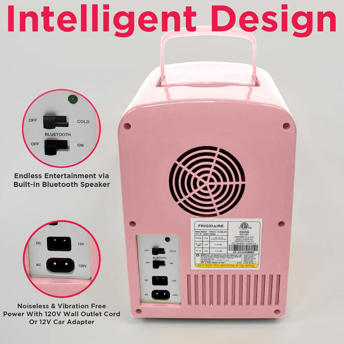 Frigidaire Retro Mini Compact Beverage Cooler, Great for Keeping Office Lunch Cool! (Built-in Bluetooth Speaker)