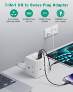 South Africa Plug Adapter, PD20W 3 Way Cube Extension Lead, Type M,1.5M