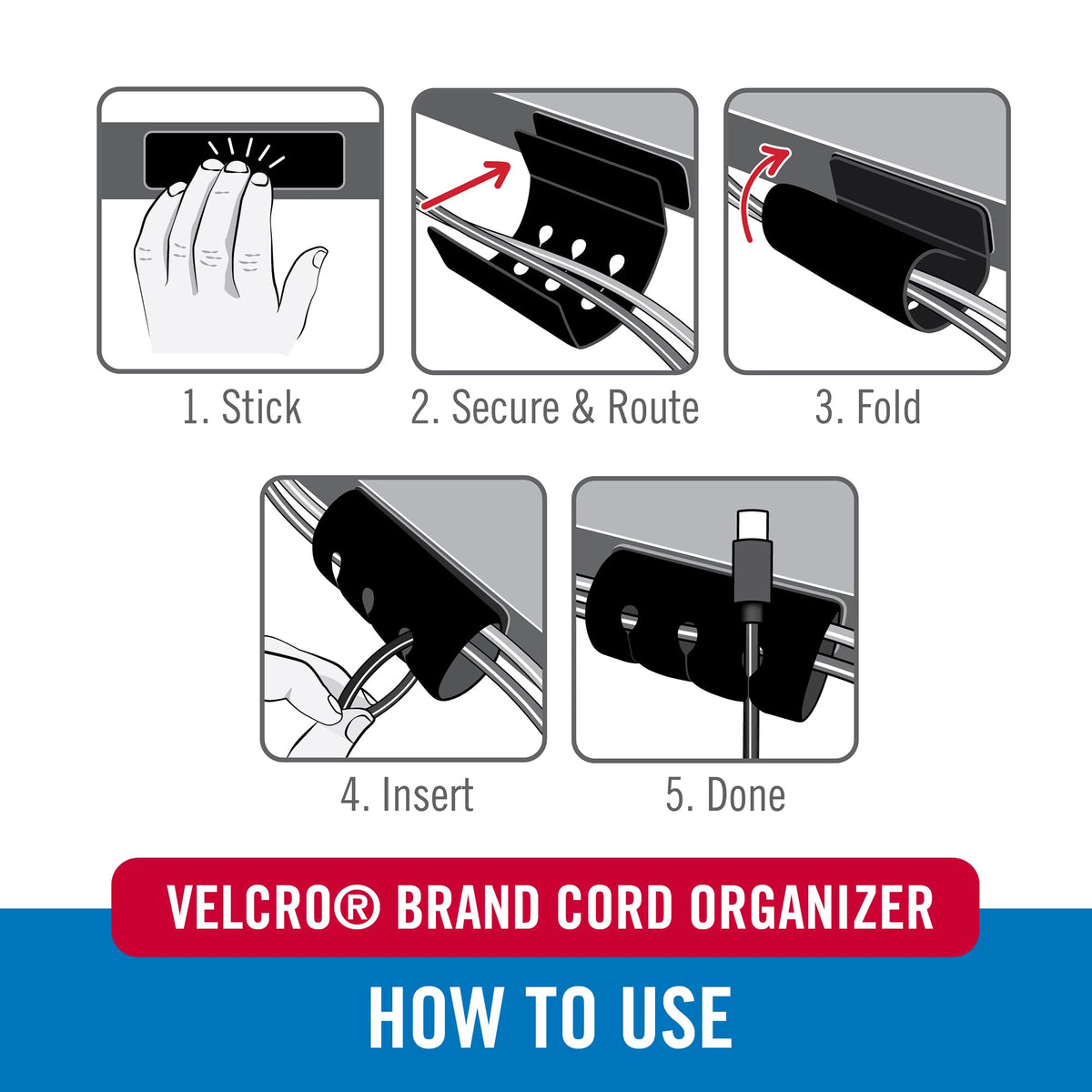 VELCRO Brand Reusable Cable Ties, Cord Management, 6in, Black, 100 Pack